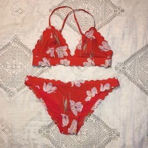 Triangle Scalloped Swim Suit